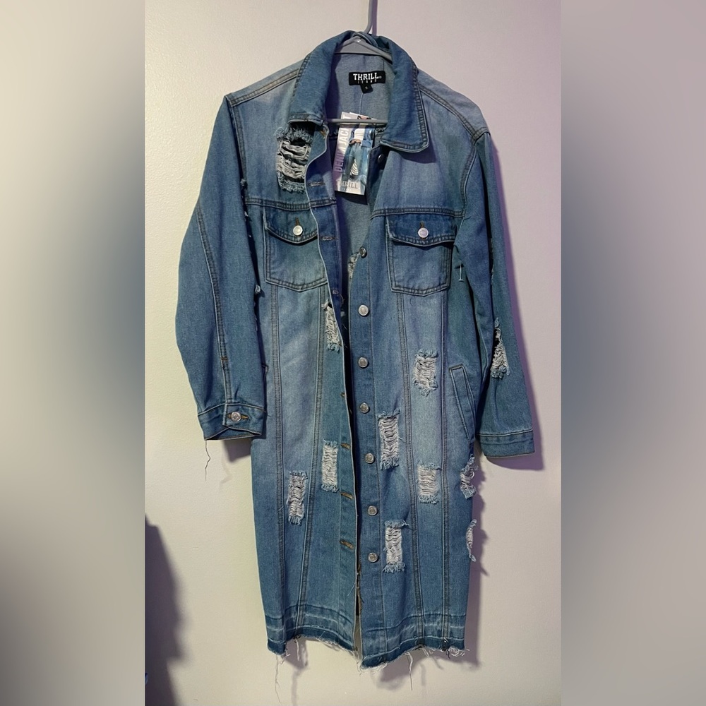 Thrill Blue Distressed Jean Jacket